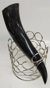 Buffalo Horn w a 5" Round Chrome Square Dark Stand