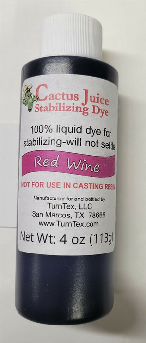 Red Wine Cactus Juice Stabilizing Dye (1) 4 oz bottle TurnTex Woodworks