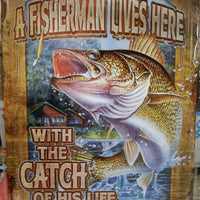 Fisherman's Catch of His Life Metal Sign 16.88" x 12.13" - Wood Acrylic Supply
