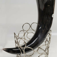 Buffalo Horn w a 5" Round Chrome Square Dark Stand