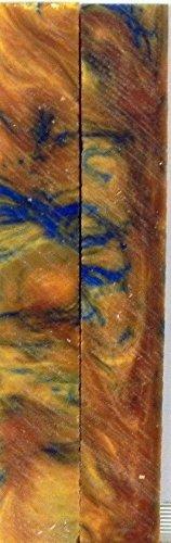Blue & Gold Inlace Acrylester #50 (2 pc) Mini Knife Scales 3/16"x3/4"x5" 001 - Wood Acrylic Supply