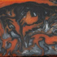 1 1/2" x 1 1/2" x 2 7/8" Bottle Stopper Orange Damascus Acrylester #125 - Wood Acrylic Supply