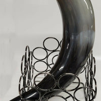 Buffalo Horn w a 5"x5" Square Dark Stand 9"