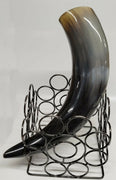 Buffalo Horn w a 5"x5" Square Dark Stand 9"
