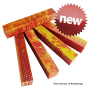 Combz Pen Blank #05 - Red & Gold 3/4" sq x 5" - Wood Acrylic Supply