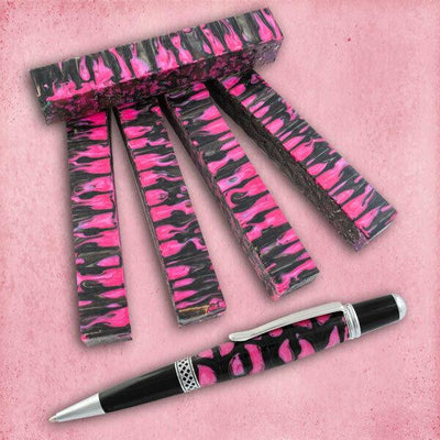 Pink Zebra Genesis Acrylester Pen Blank 3/4
