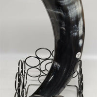 Buffalo Horn w a 5"x5" Square Dark Stand 9"