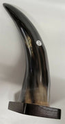 Buffalo Horn on Wooden Base (3"x4") 10"