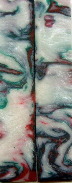 Christmas Swirl Acrylester #33 (2 pc) Knife Scales 3/16" x 1" x 5" - 1735 - Wood Acrylic Supply